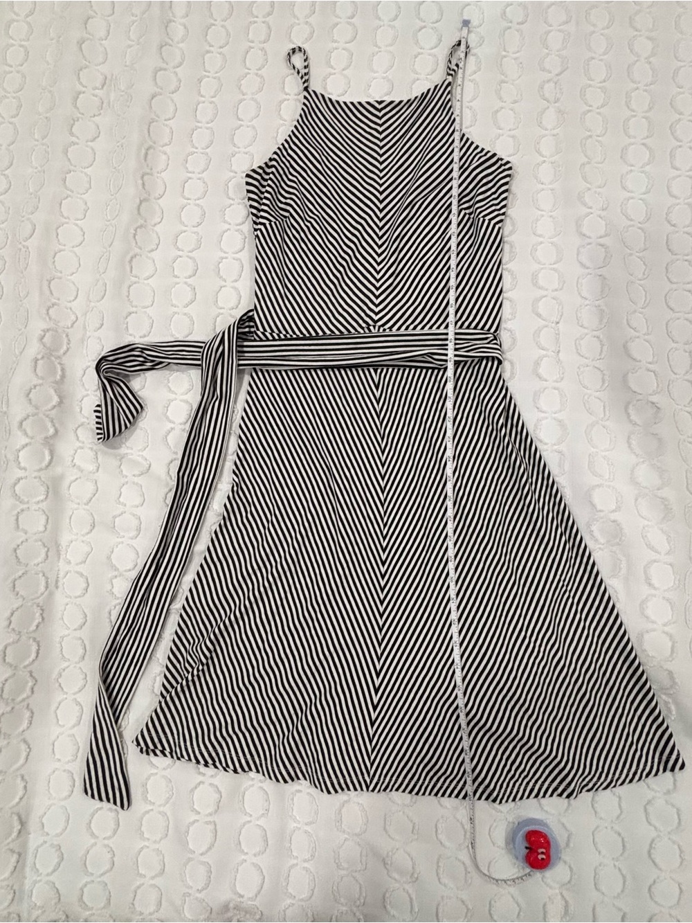Ann Taylor Black & White Striped Sundress with Waist Tie